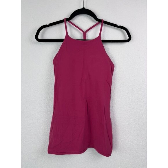 Lululemon women's 4 pink racer back‎ built in bra tank top athletic fitted - Picture 1 of 6